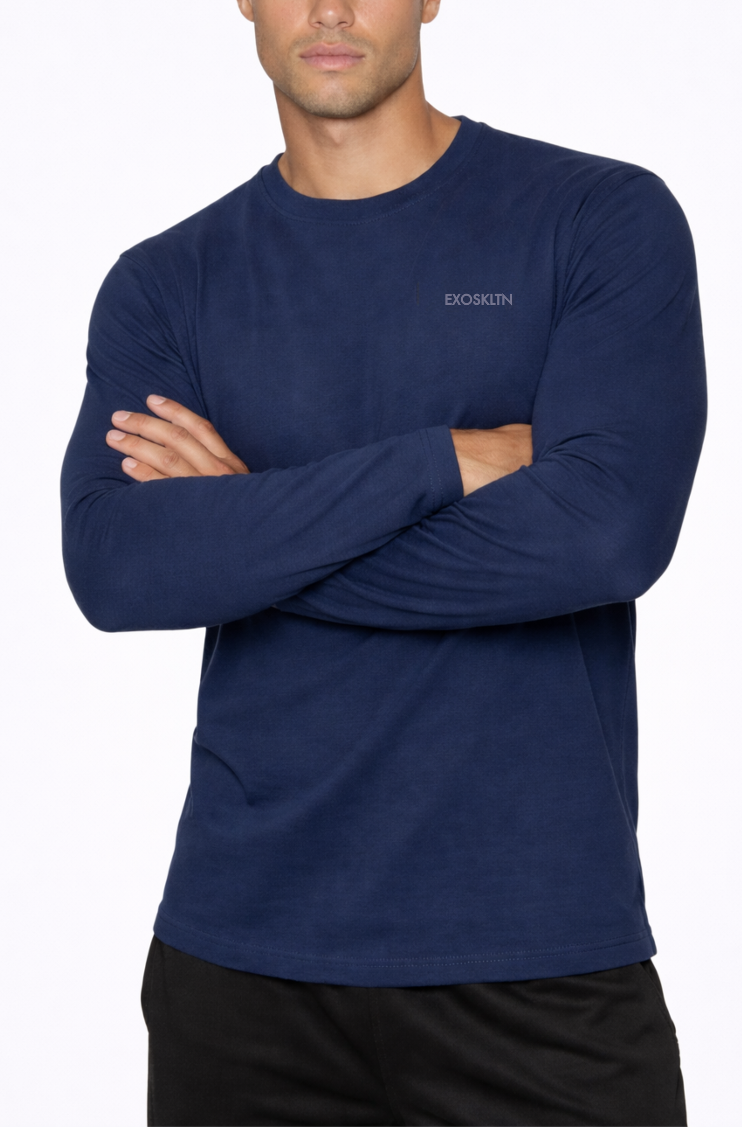Cotton Long Sleeve Top Navy Blue