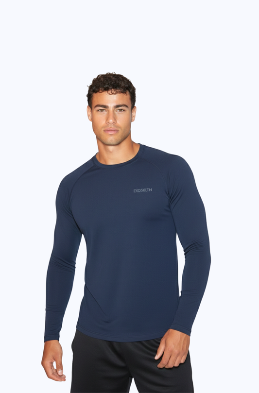 MUSCLE FIT LONG SLEEVE NAVY BLUE