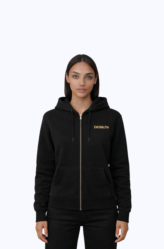 EXOSKLTN ZIP UP HOODIE BLACK