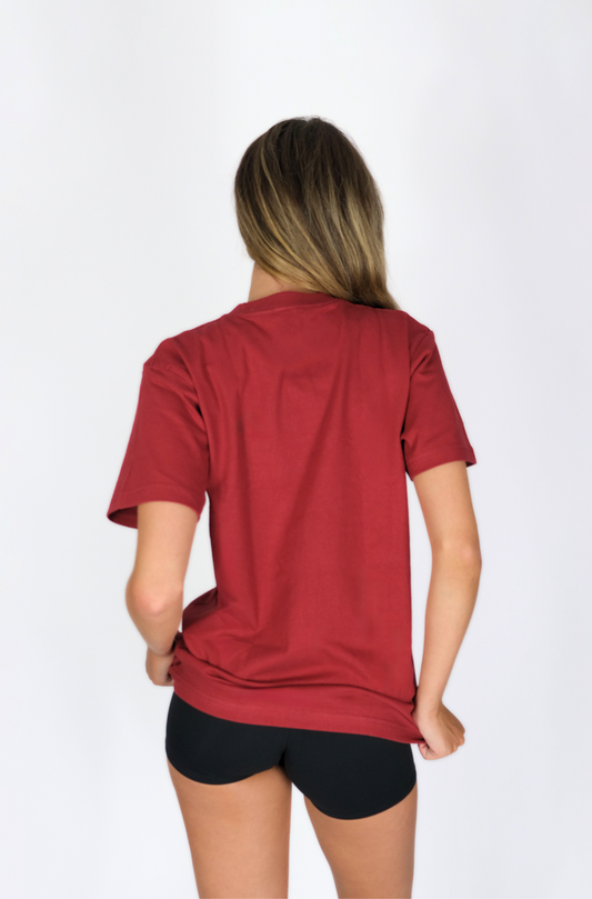 WOMENS EXOSKLTN OVERSIZED TEE RED