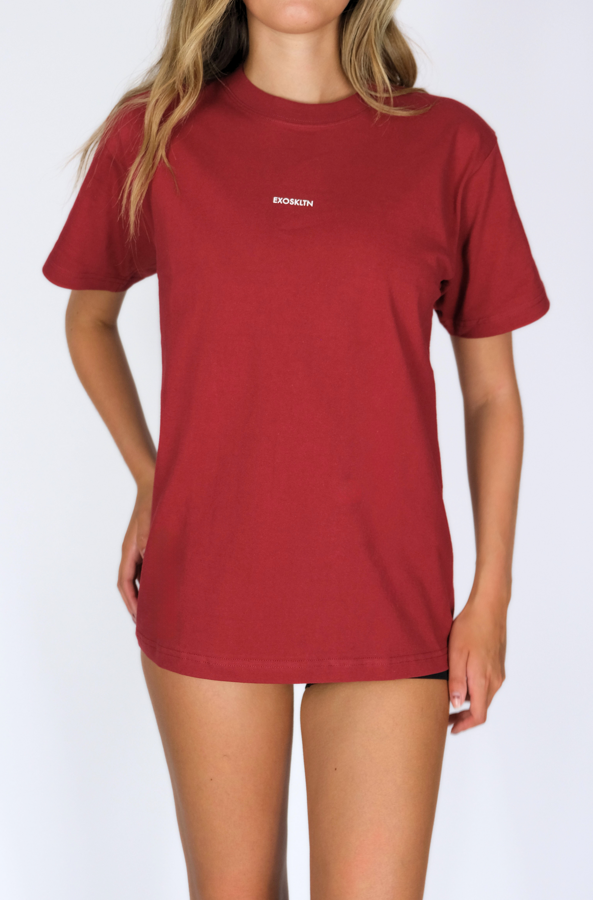 WOMENS EXOSKLTN OVERSIZED TEE RED