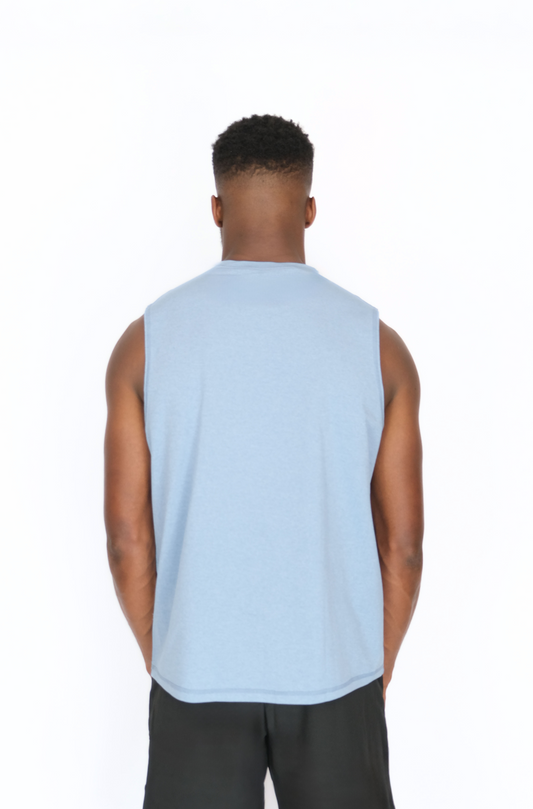 SLEEVELESS MUSCLE TOP BLUE