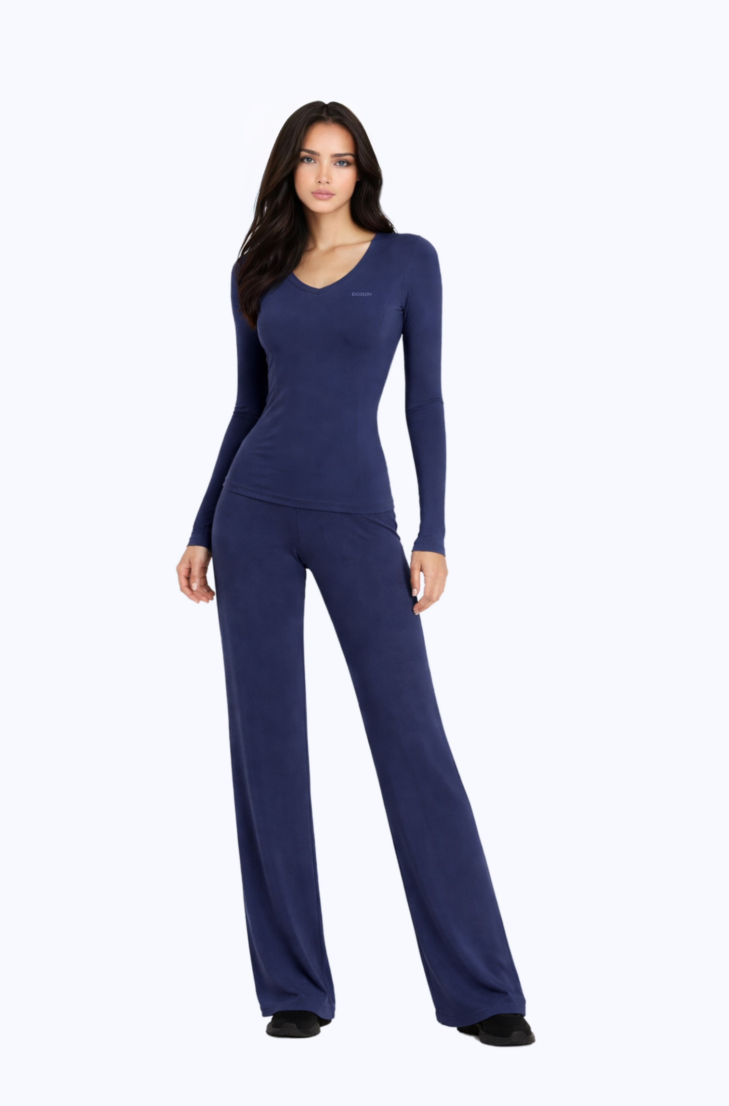 V Neck Top Navy Blue