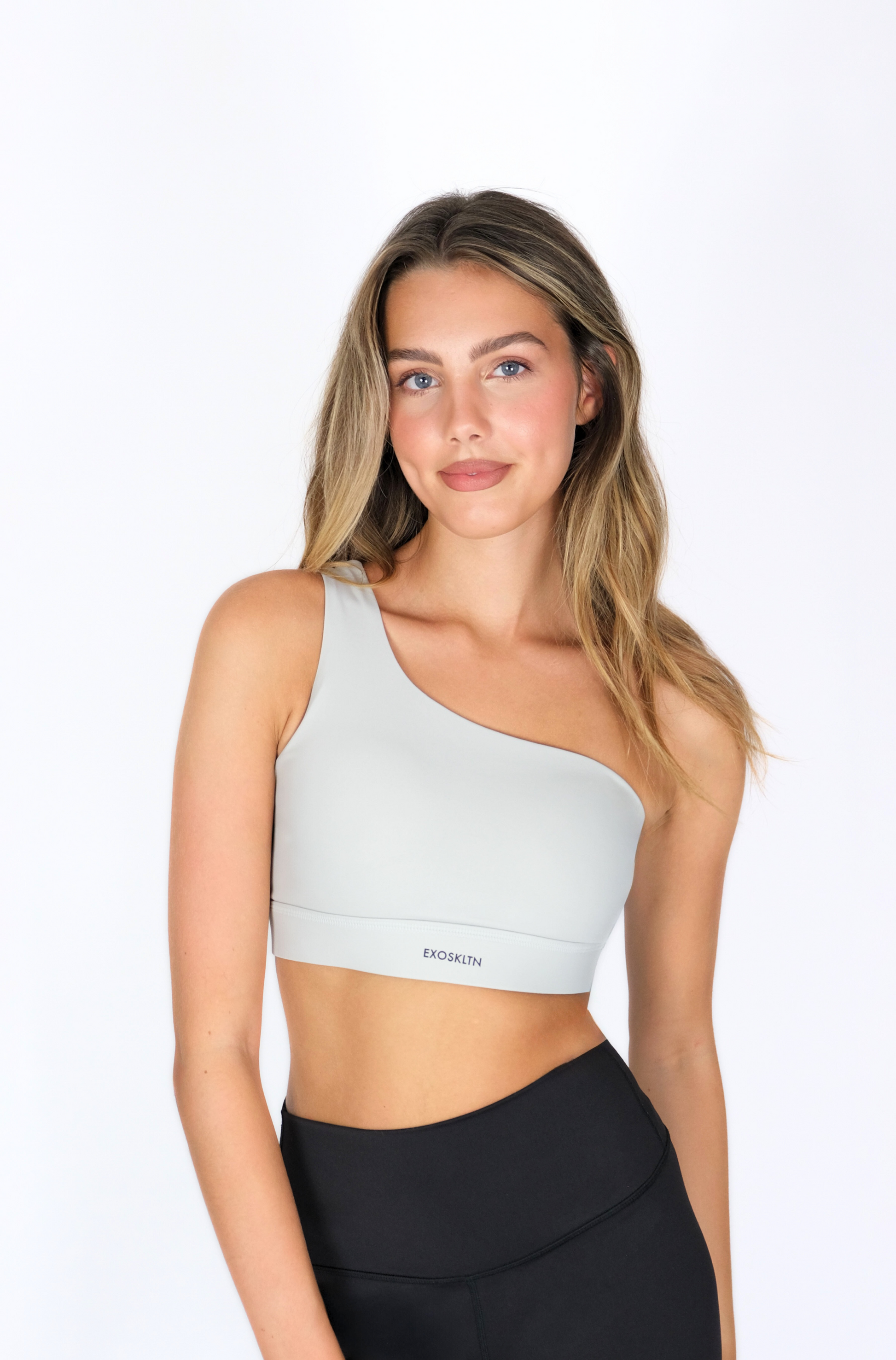 ONE SHOULDER SPORTS BRA GRAY