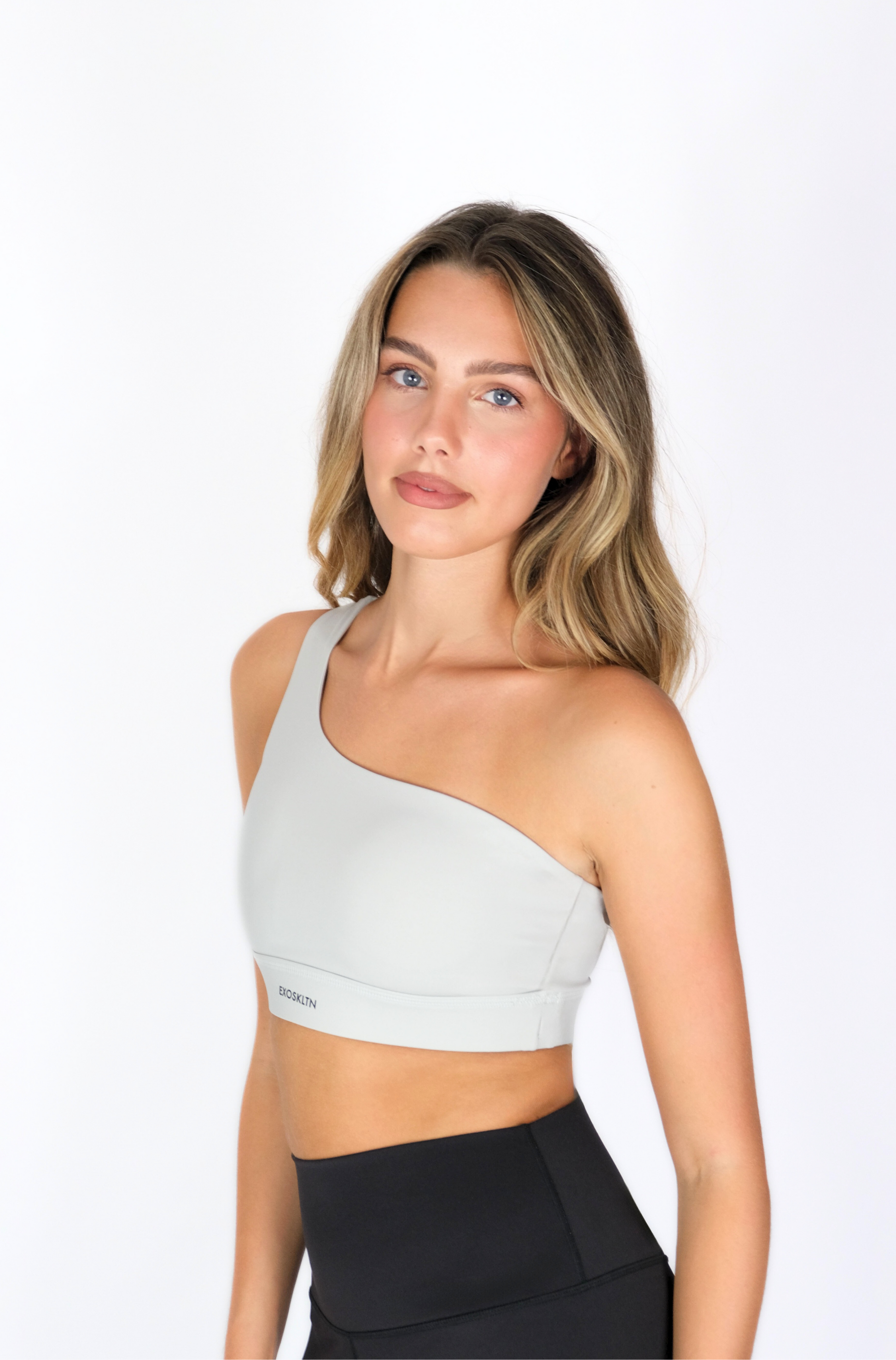 ONE SHOULDER SPORTS BRA GRAY