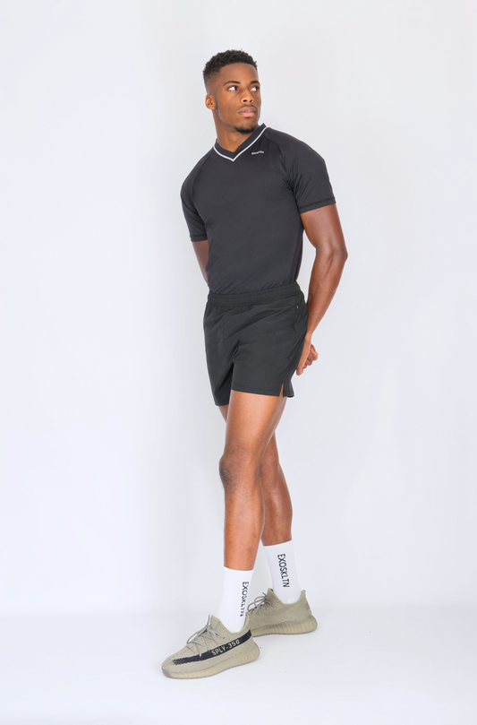 EXOSKLTN V-NECK TOP BLACK