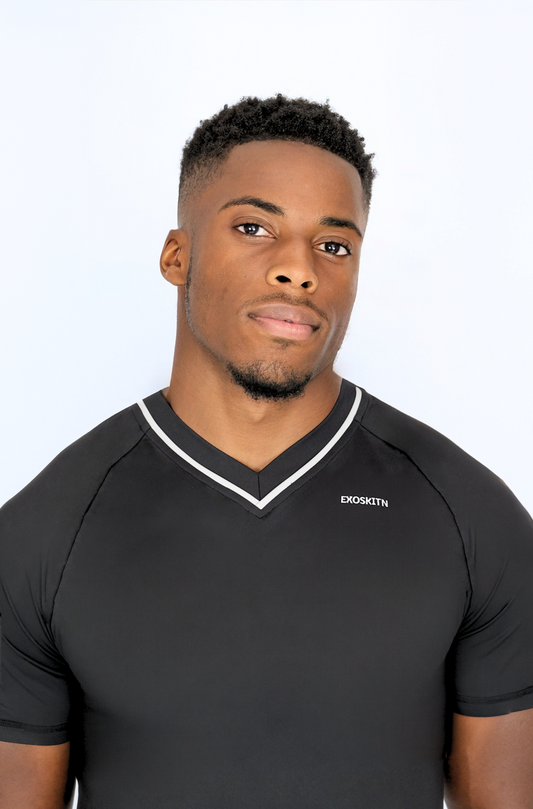 EXOSKLTN V-NECK TOP BLACK