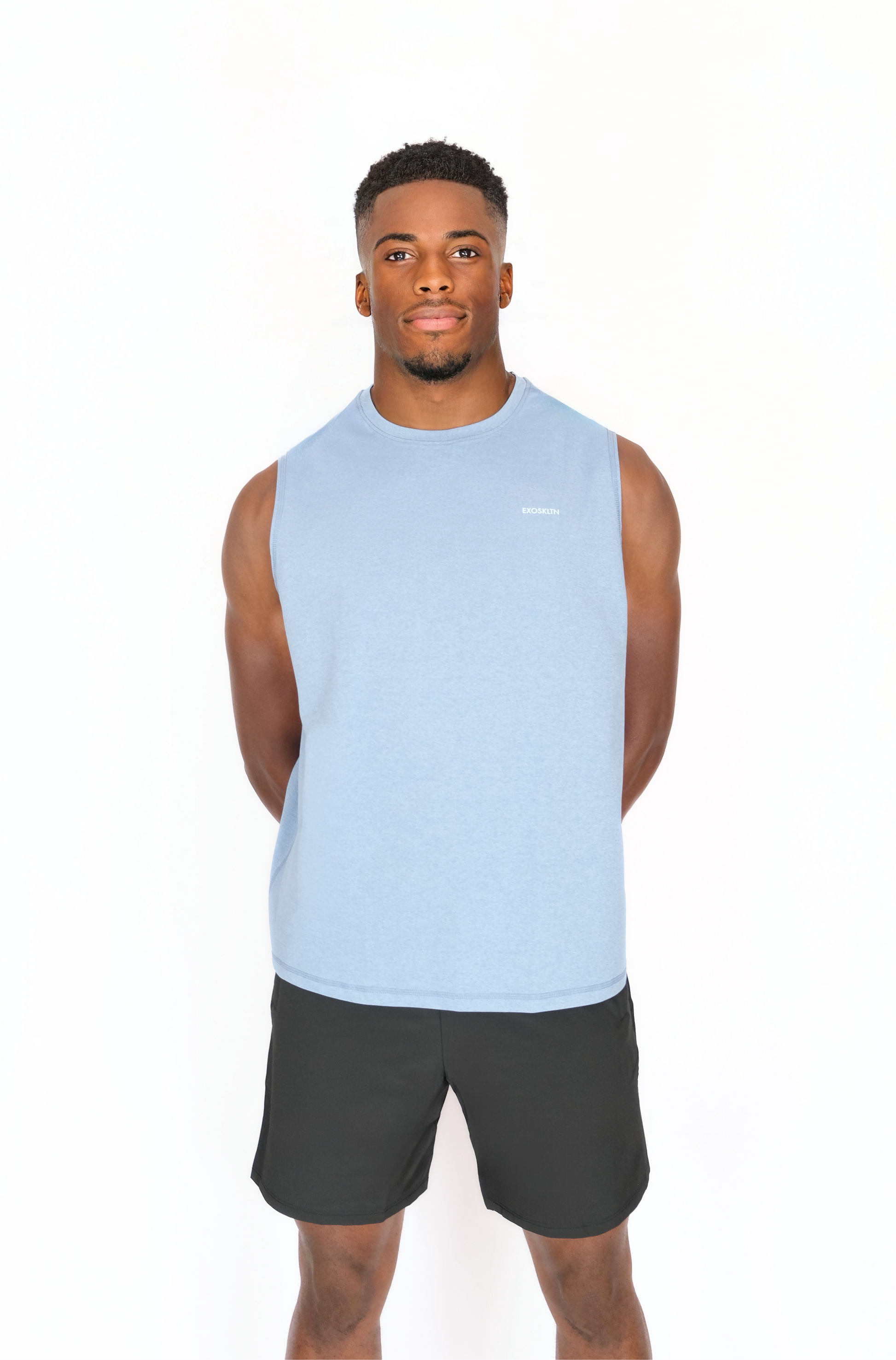 SLEEVELESS MUSCLE TOP BLUE