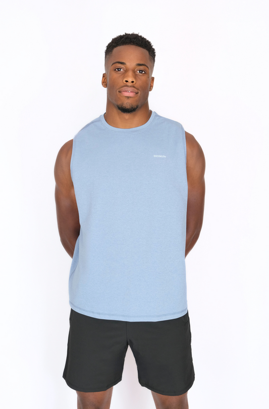 SLEEVELESS MUSCLE TOP BLUE