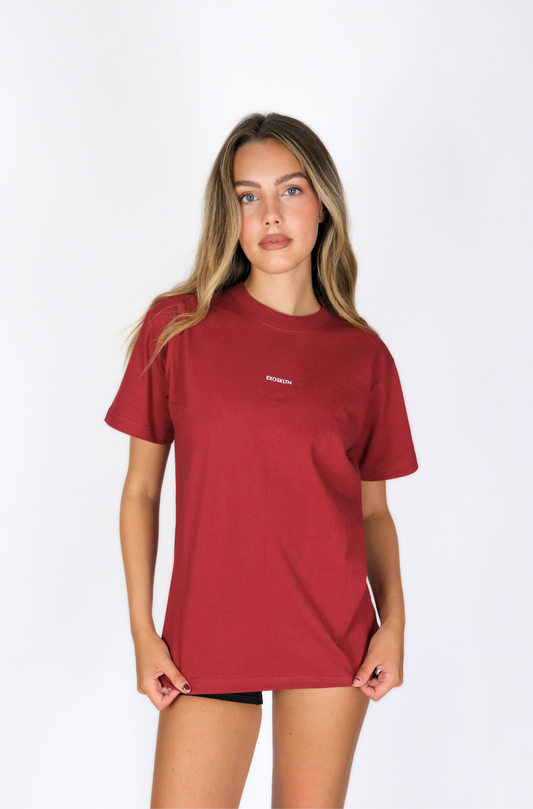 WOMENS EXOSKLTN OVERSIZED TEE RED