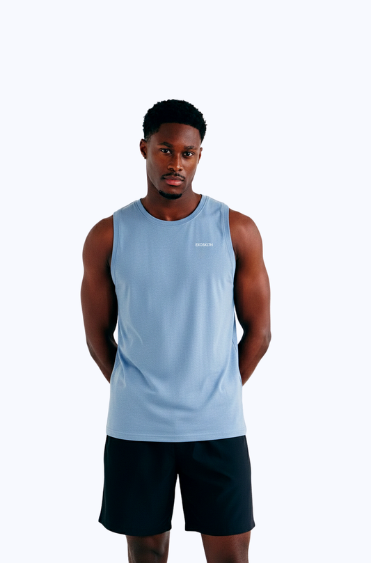 SLEEVELESS MUSCLE TOP BLUE