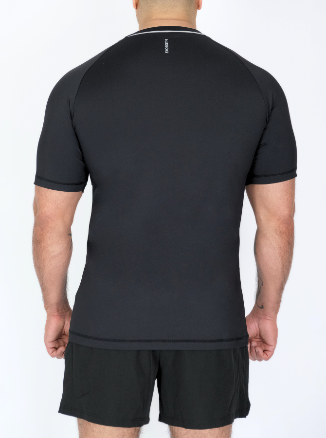 EXOSKLTN V-NECK TOP BLACK