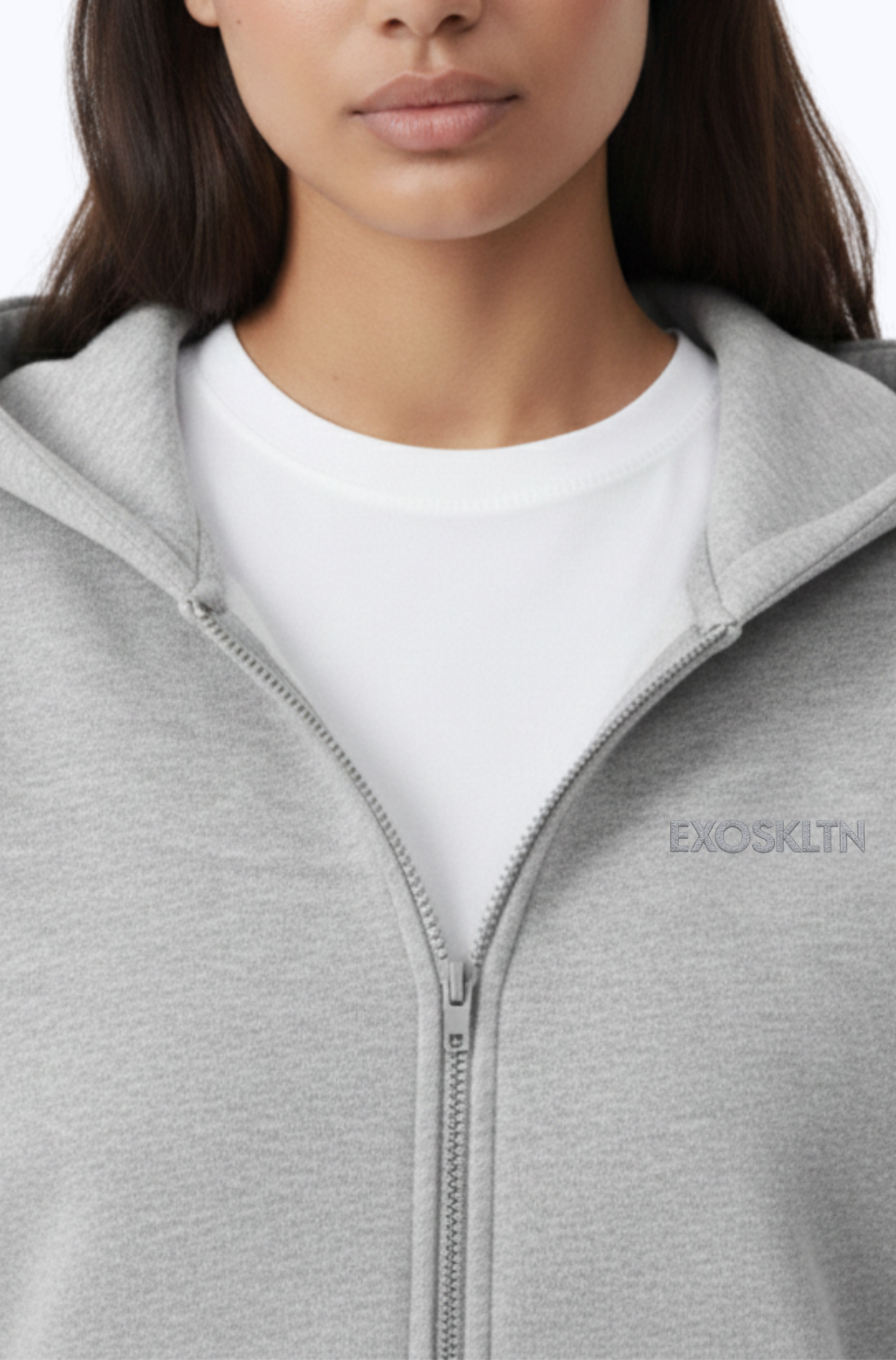 EXOSKLTN ZIP UP HOODIE HEATHER GRAY