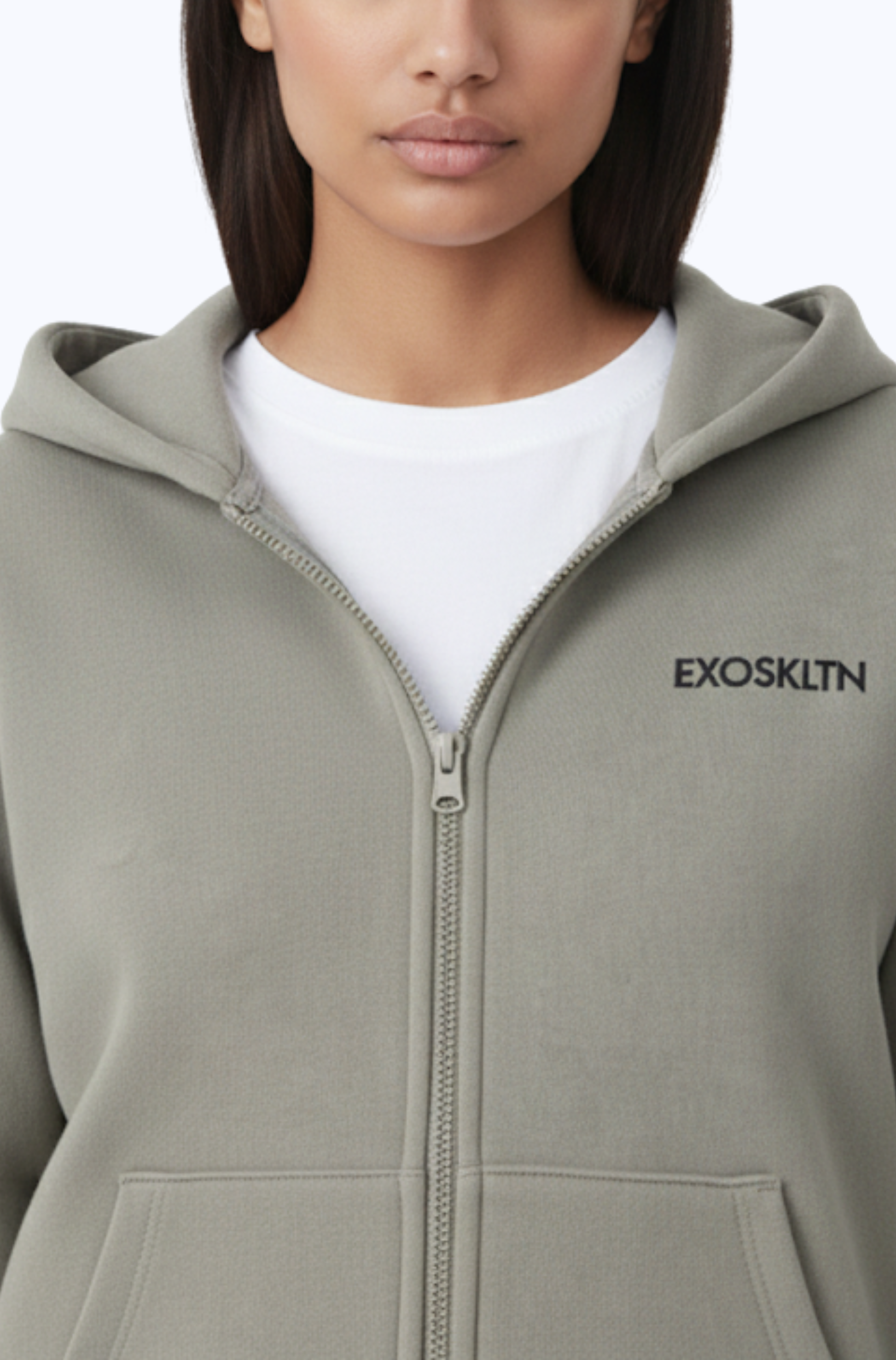 1 EXOSKLTN ZIP UP HOODIE COFFEE GRAY
