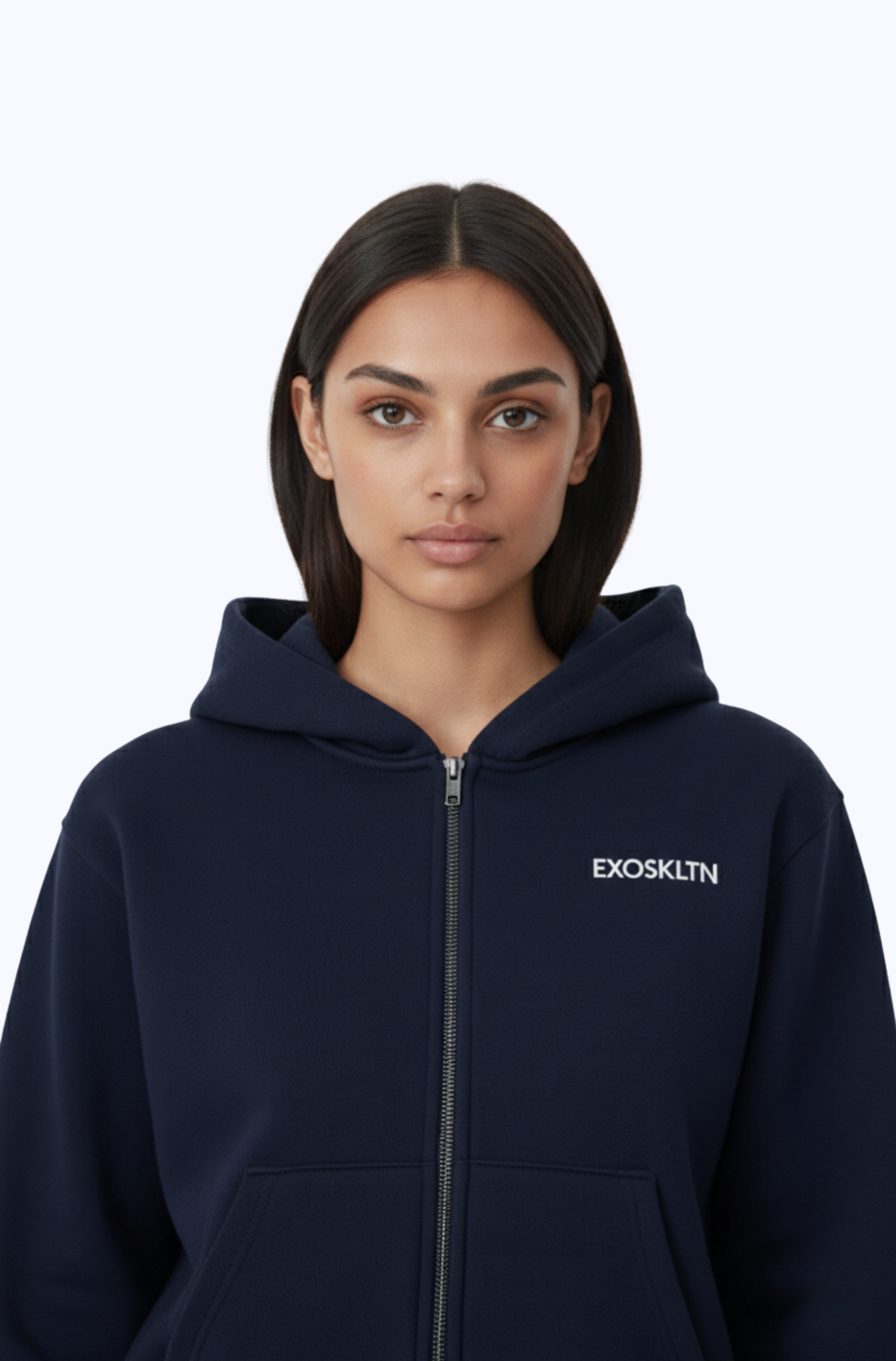 EXOSKLTN ZIP UP HOODIE NAVY BLUE