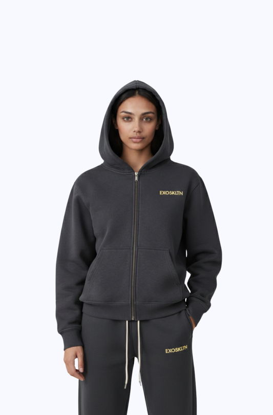 EXOSKLTN ZIP UP HOODIE GRAPHITE GRAY