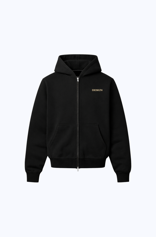EXOSKLTN ZIP UP HOODIE BLACK