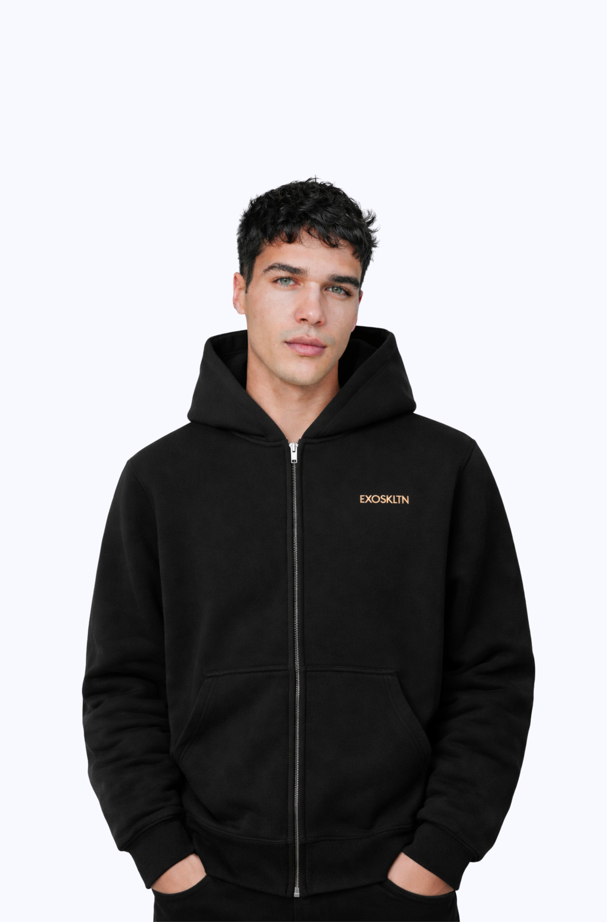 EXOSKLTN ZIP UP HOODIE BLACK