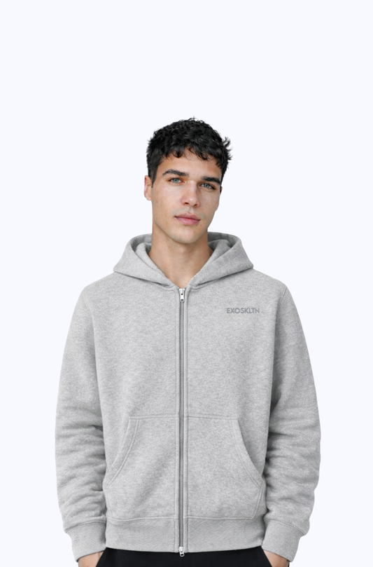 EXOSKLTN ZIP UP HOODIE HEATHER GRAY