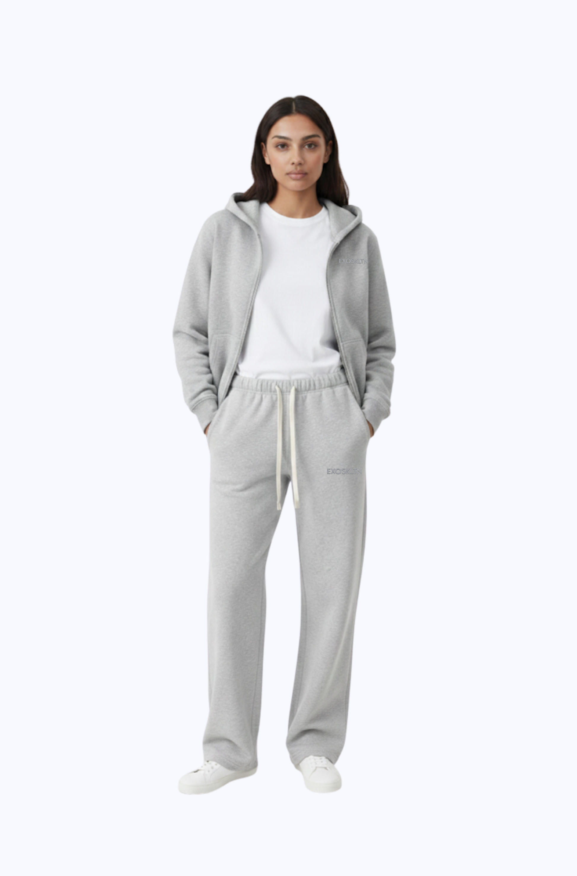 EXOSKLTN ZIP UP HOODIE HEATHER GRAY