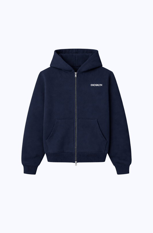 EXOSKLTN ZIP UP HOODIE NAVY BLUE