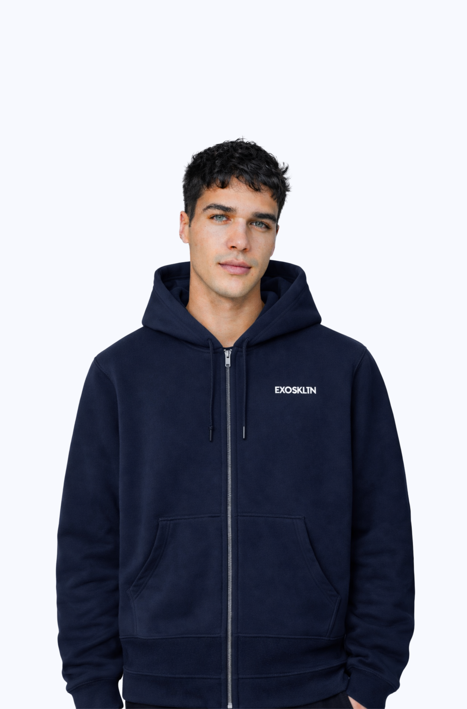 EXOSKLTN ZIP UP HOODIE NAVY BLUE