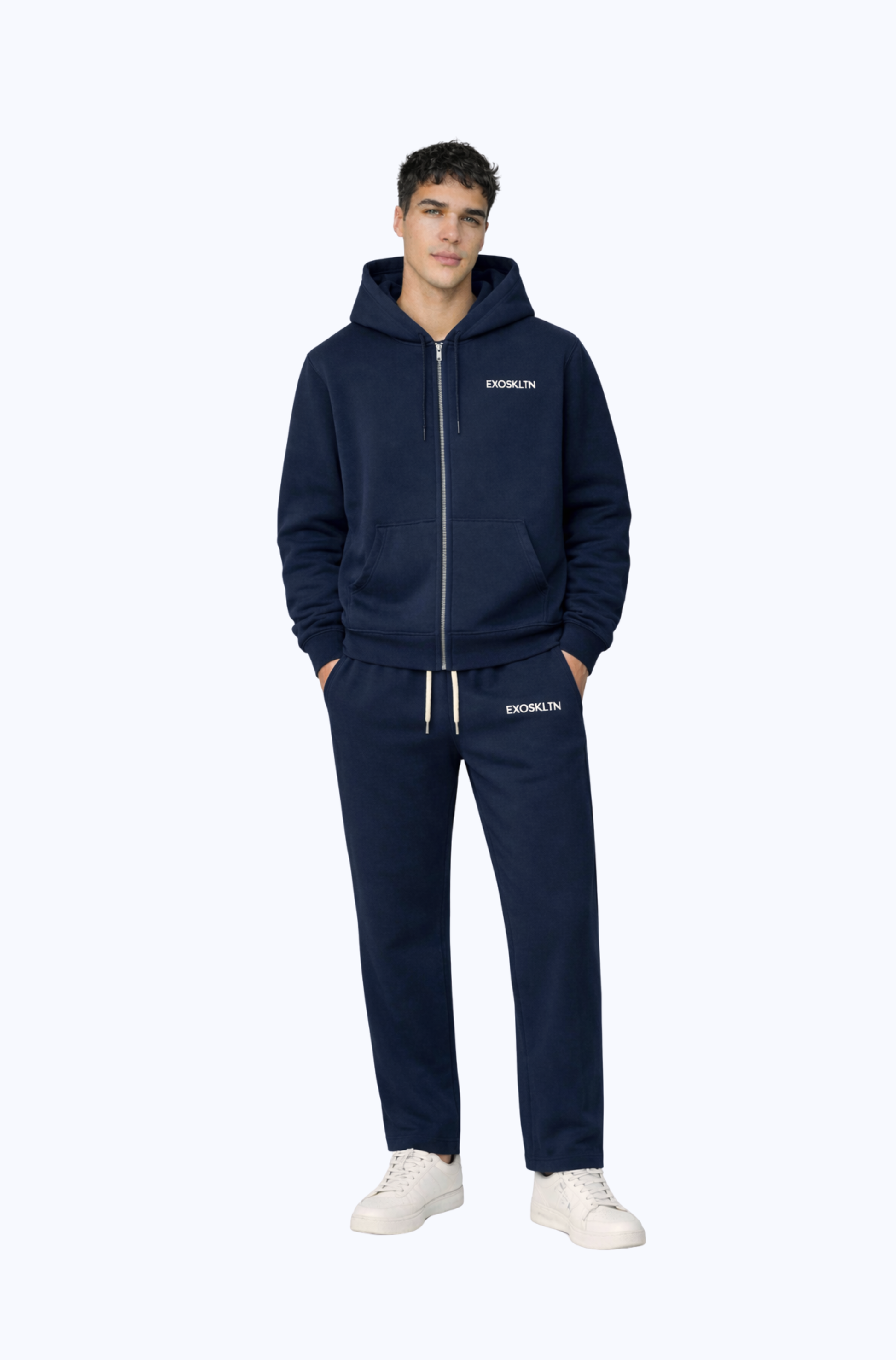 EXOSKLTN ZIP UP HOODIE NAVY BLUE