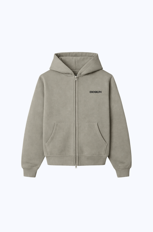 EXOSKLTN ZIP UP HOODIE COFFEE GRAY