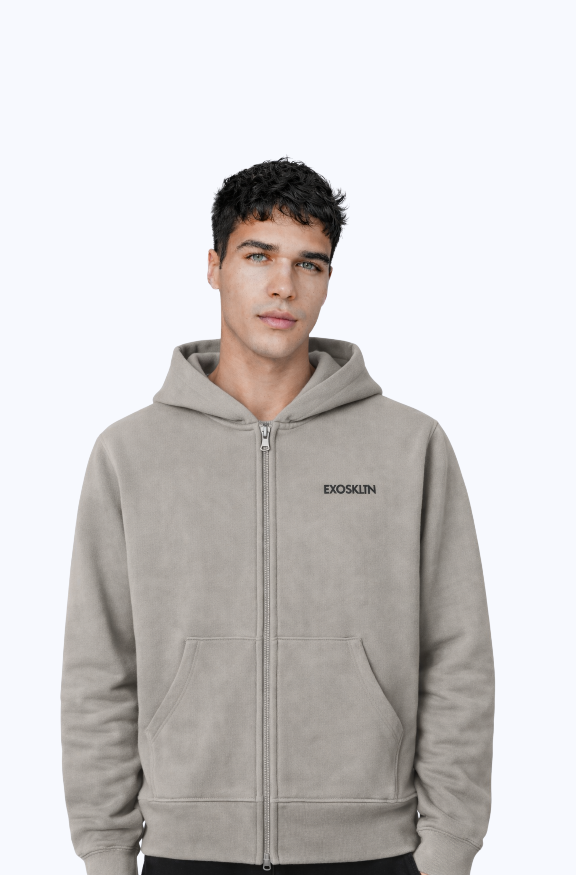 EXOSKLTN ZIP UP HOODIE COFFEE GRAY