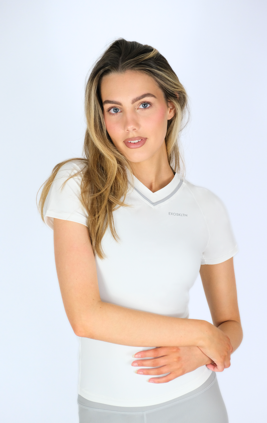 EXOSKLTN V-NECK TOP WHITE